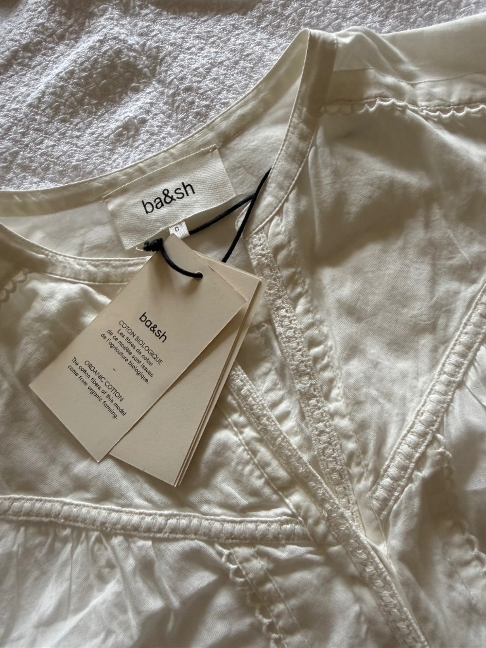ba&sh Ivory Organic Cotton Peasant Top - NWT Size 0